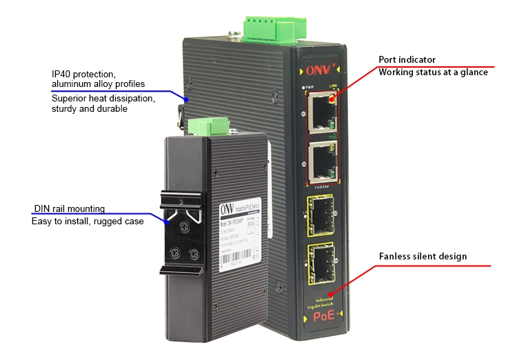 Full gigabit 4port industrial PoE fiber switchIndustrial PoE Switch
