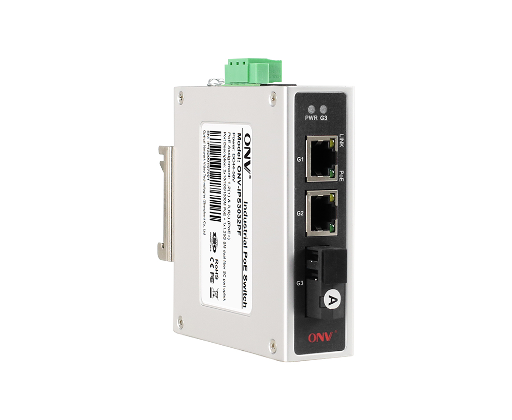 Full gigabit 3-port industrial PoE fiber switch
