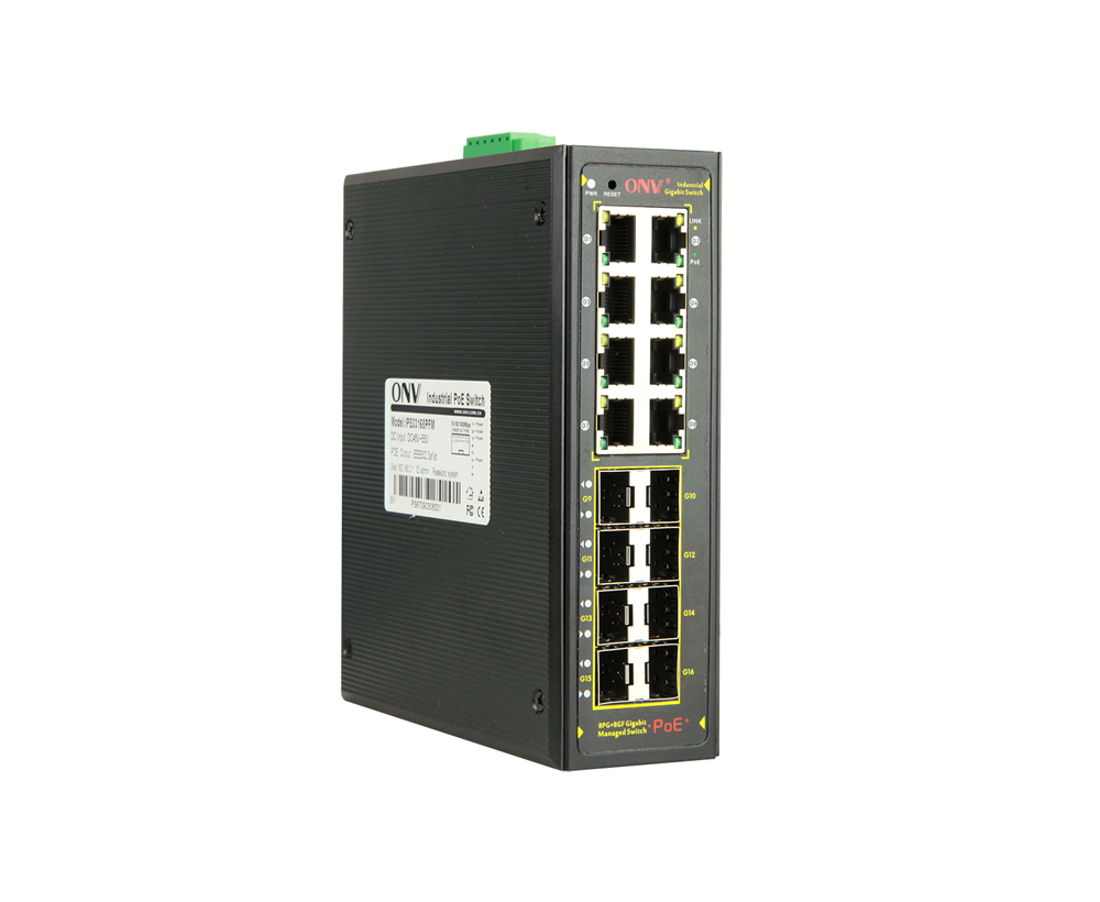 Full gigabit 16-port L2+ managed industrial PoE switch