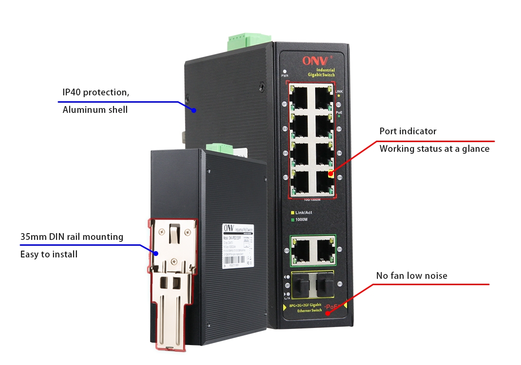 Full Gigabit 12port industrial PoE Fiber switchIndustrial PoE Switch