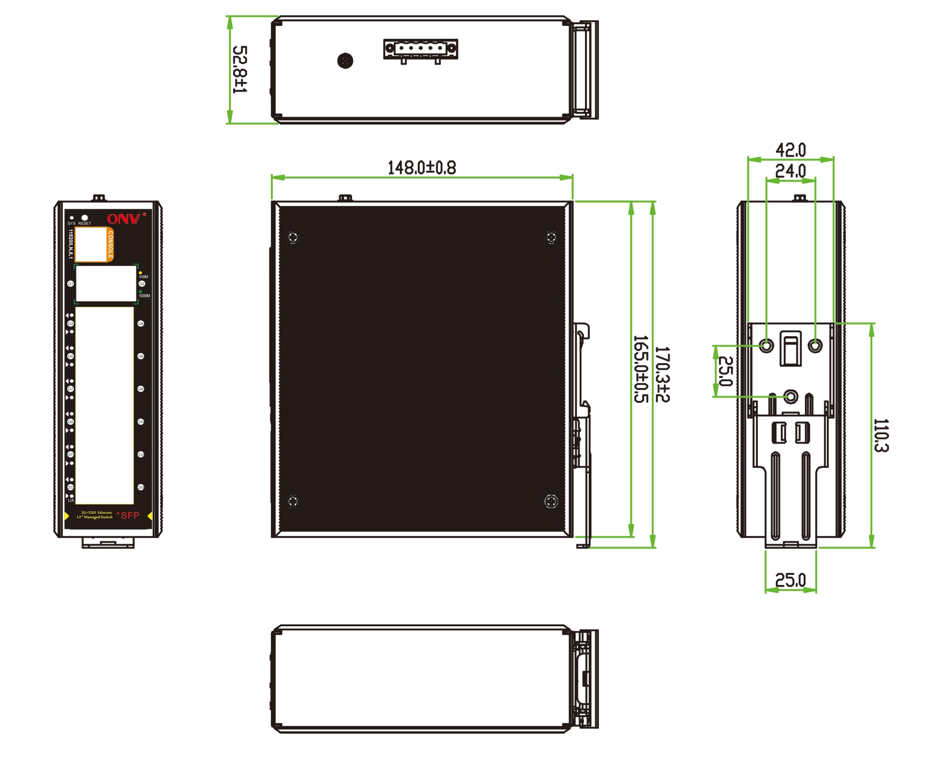 14-port gigabit managed industrial fiber switch,fiber switch