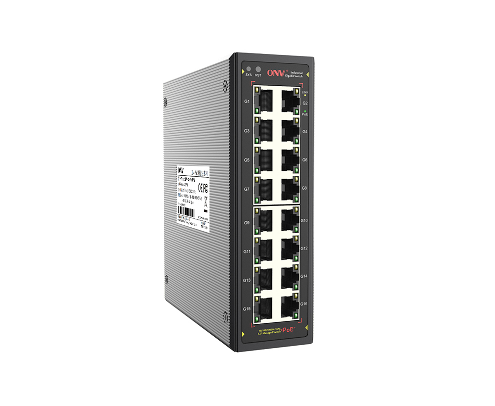 Full gigabit 16-port L2+ managed industrial PoE switch