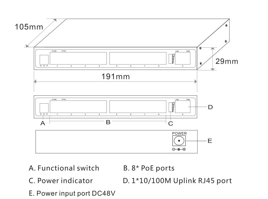 9-port 10/100M AI PoE switch, PoE switches, PoE switch, 9-port PoE switch