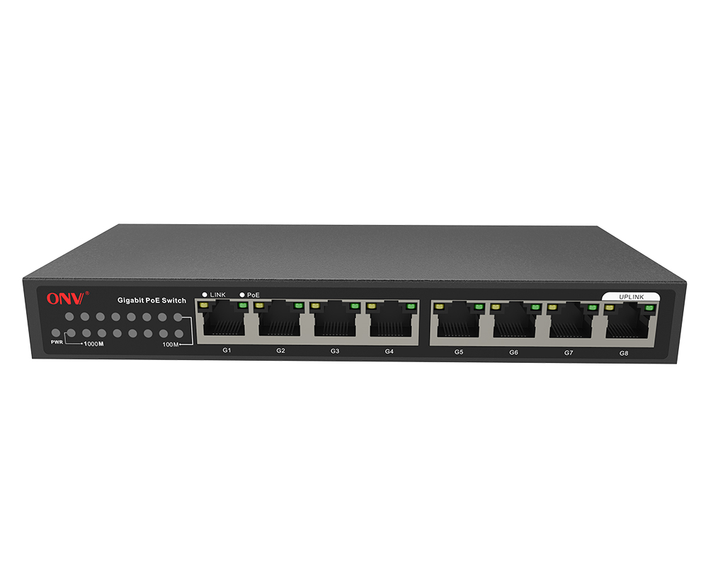 Switch PoE 10 ports, 8 PoE, Transmission jusqu'à 300 mètres