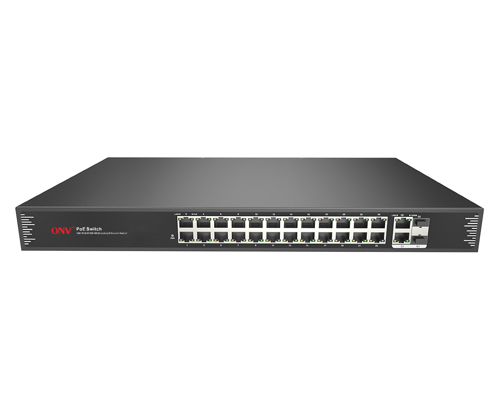 Gigabit uplink 26-port PoE fiber switch