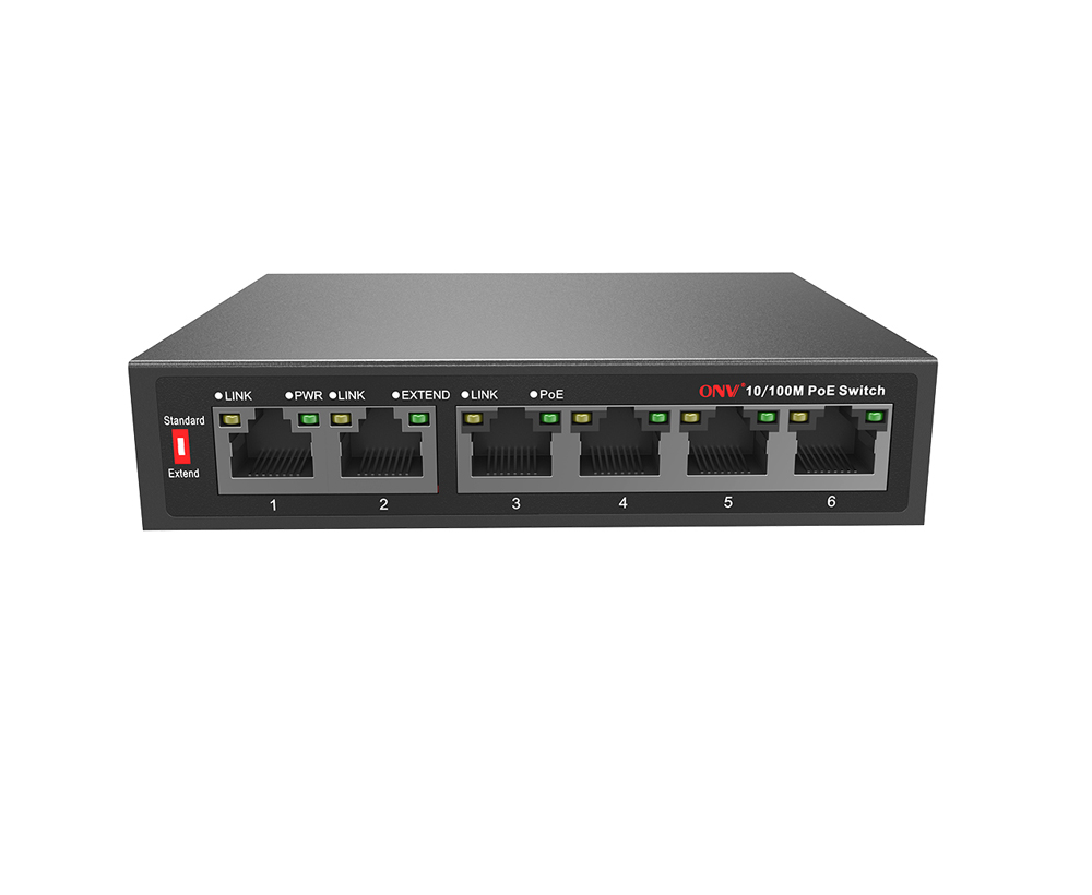 10M/250m transmission 10/100M 6-port PoE switch