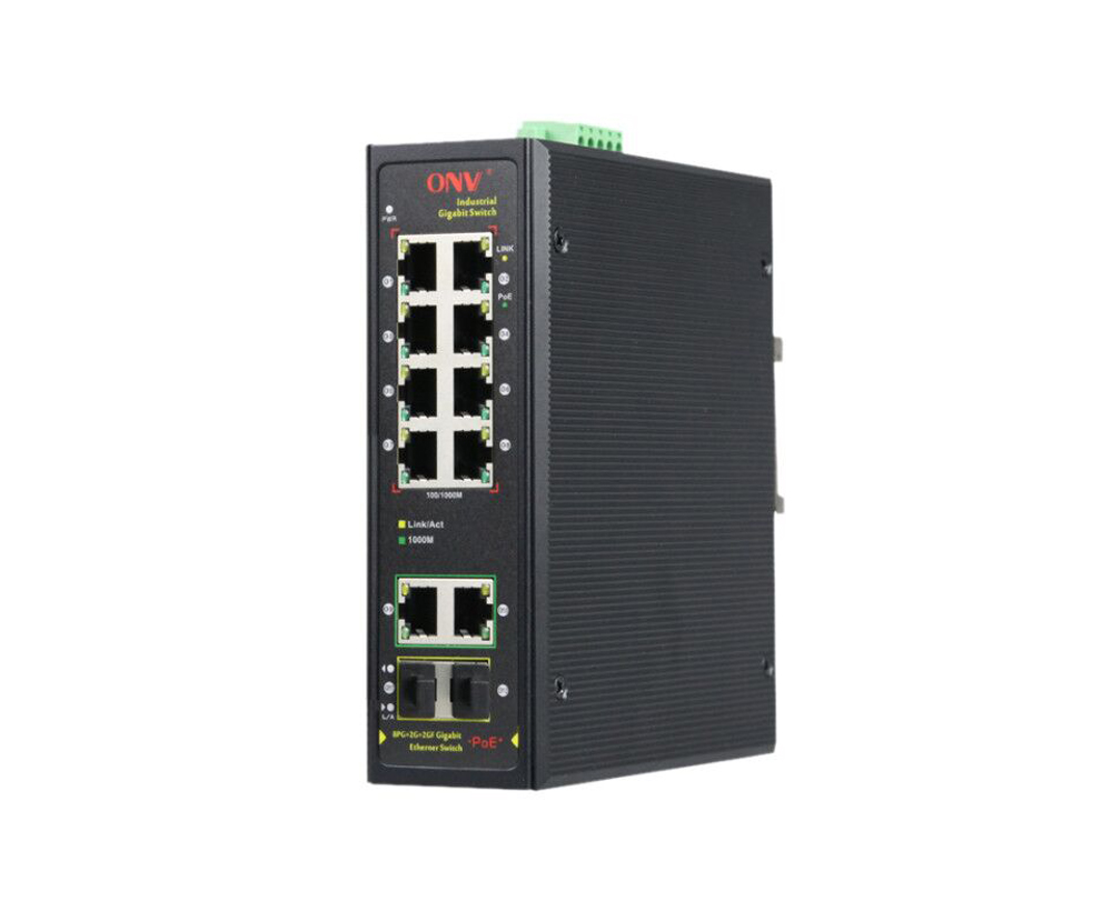 12 Port Gigabit POE Switch Industrial POE Ethernet Smart Fiber poe switch  8*POE+2*RJ45+2*SFP port 802.3af/at /IP40