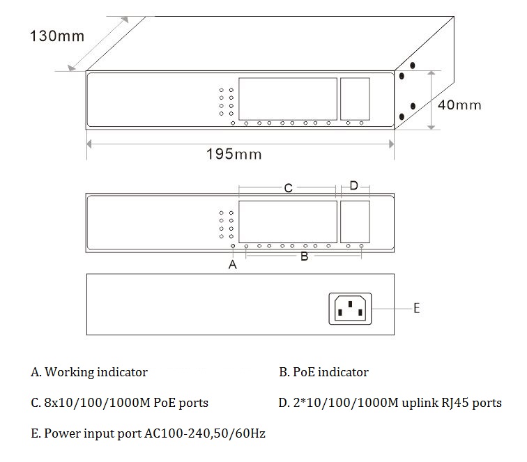 Bộ chuyển mạch PoE 10 cổng gigabit, bộ chuyển mạch PoE gigabit, bộ chuyển mạch PoE 10 cổng, bộ chuyển mạch PoE