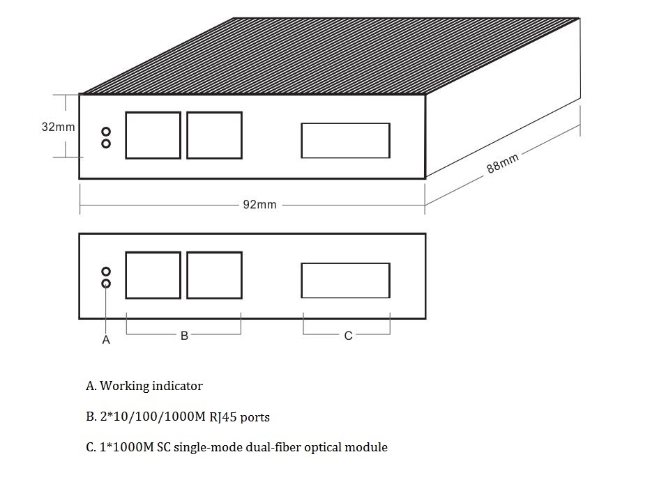 3-port gigabit managed industrial Ethernet fiber switch, industrial switch