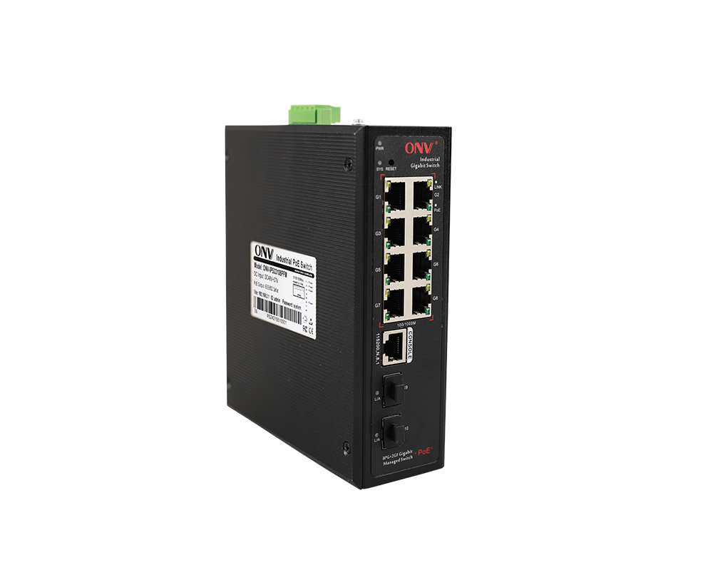 Full gigabit 10-port L2+ managed industrial bt PoE switch