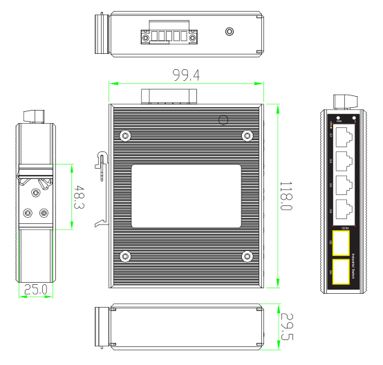 6-port gigabit managed industrial Ethernet fiber switch, industrial switch