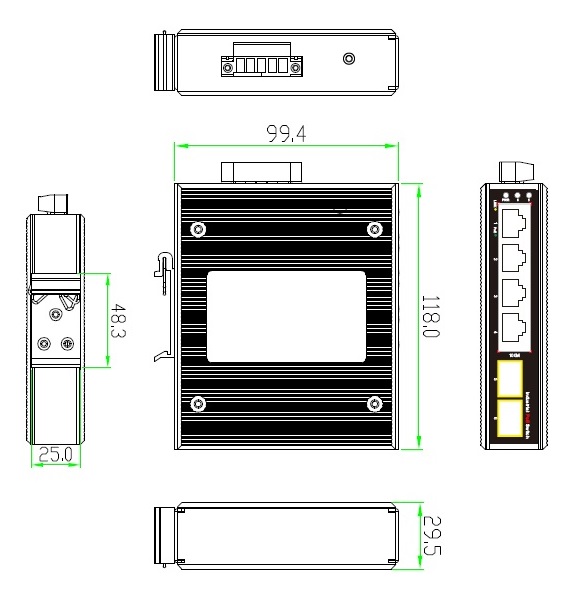 công tắc sợi PoE công nghiệp, công tắc PoE công nghiệp 6 cổng, công tắc công nghiệp
