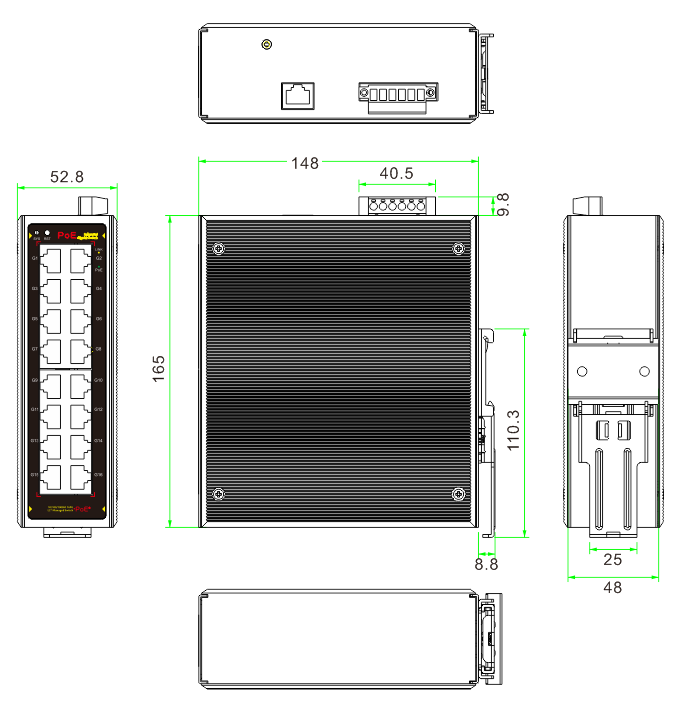 16-port gigabit managed industrial PoE switch,industrial PoE switch