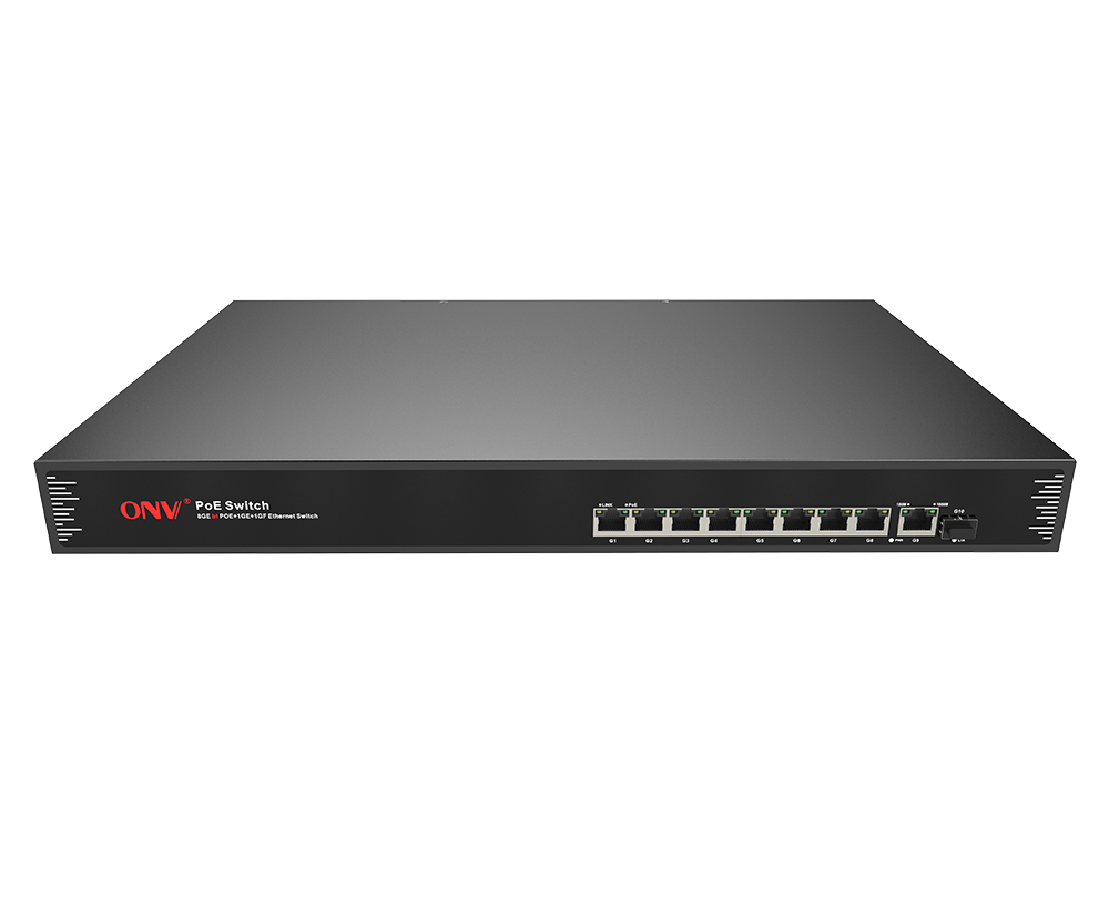 Full gigabit 10-port bt PoE fiber switch