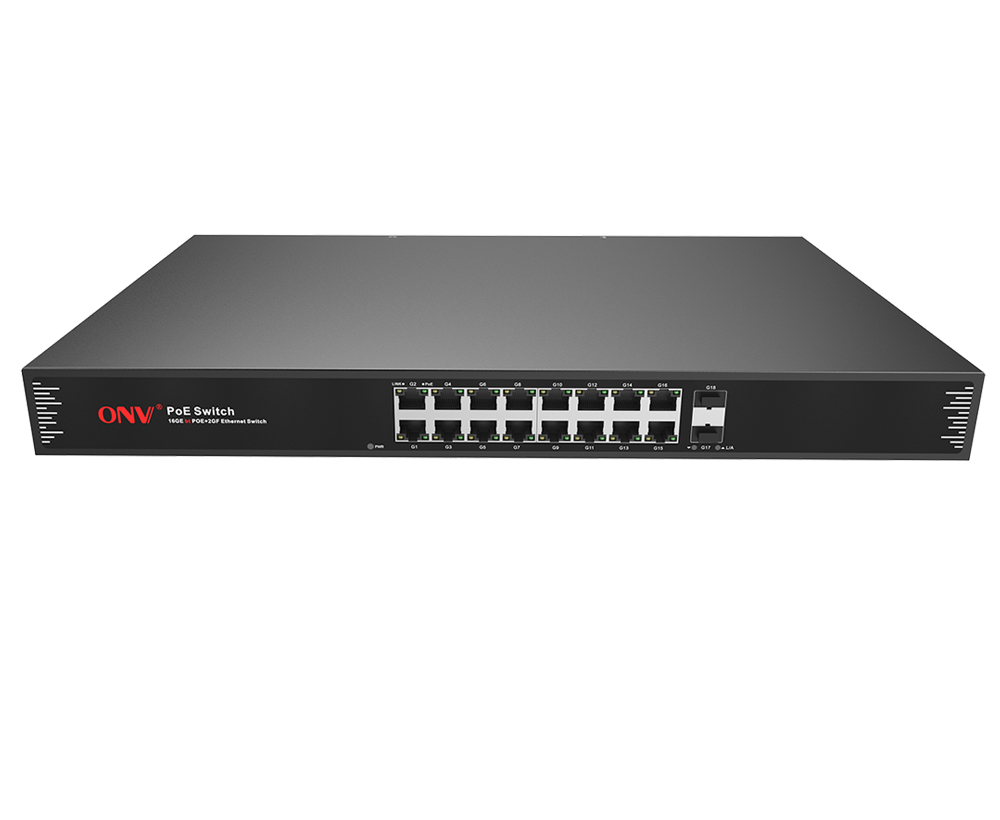 Full gigabit 18-port bt PoE fiber switch