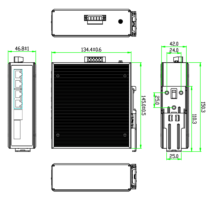 6-port gigabit managed industrial PoE fiber switch,industrial PoE switch