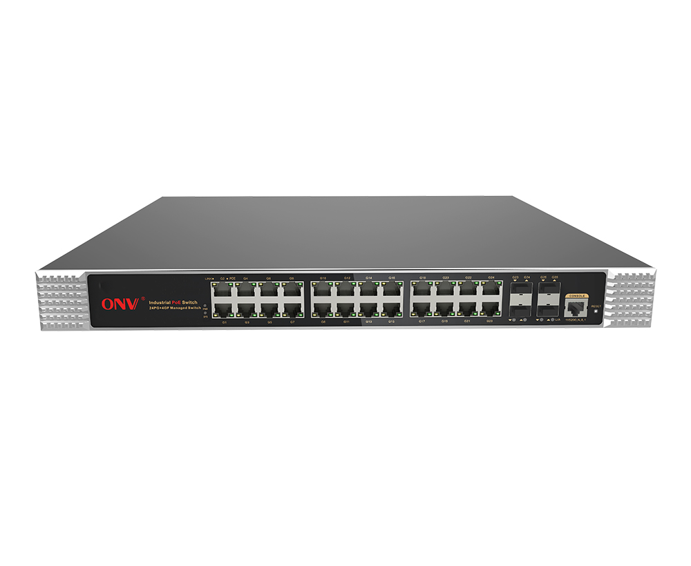 Full gigabit 28-port L2+ managed industrial PoE fiber switch