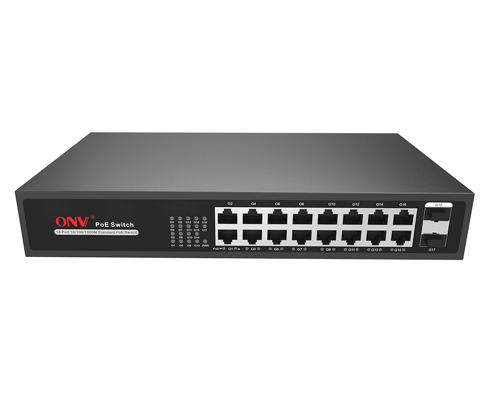 Full gigabit 18-port PoE fiber switch