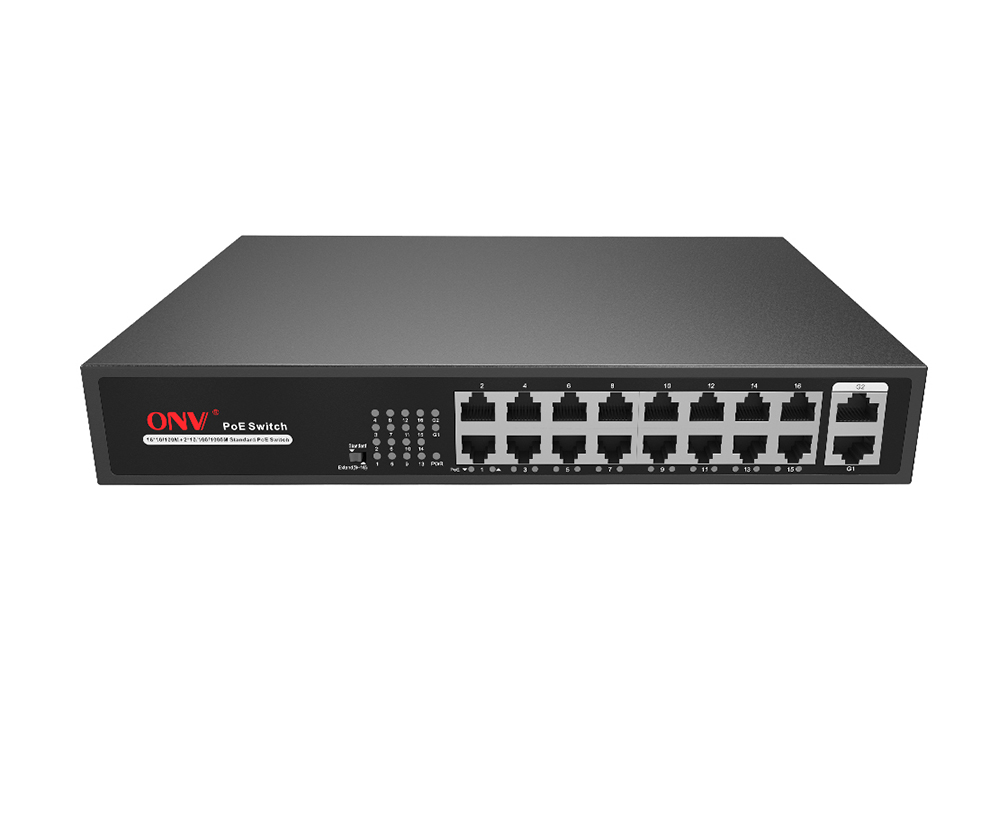 10M/250m transmission gigabit uplink 18-port PoE switch