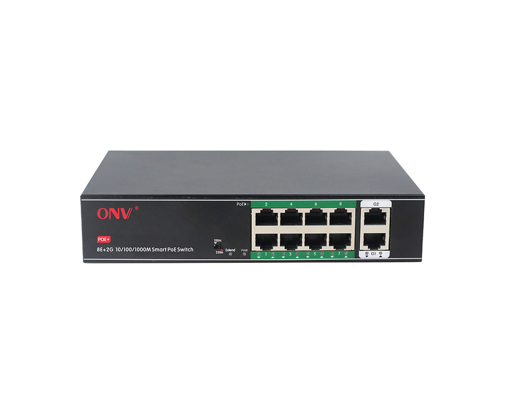 10M/250m transmission gigabit uplink 10-port PoE switch