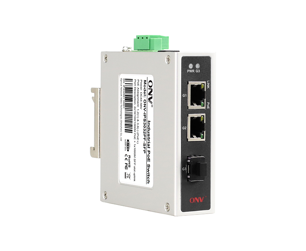 Full gigabit 3-port industrial PoE fiber switch