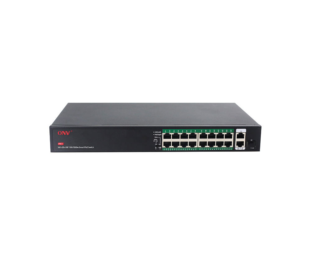 Gigabit uplink 19-port PoE fiber switch