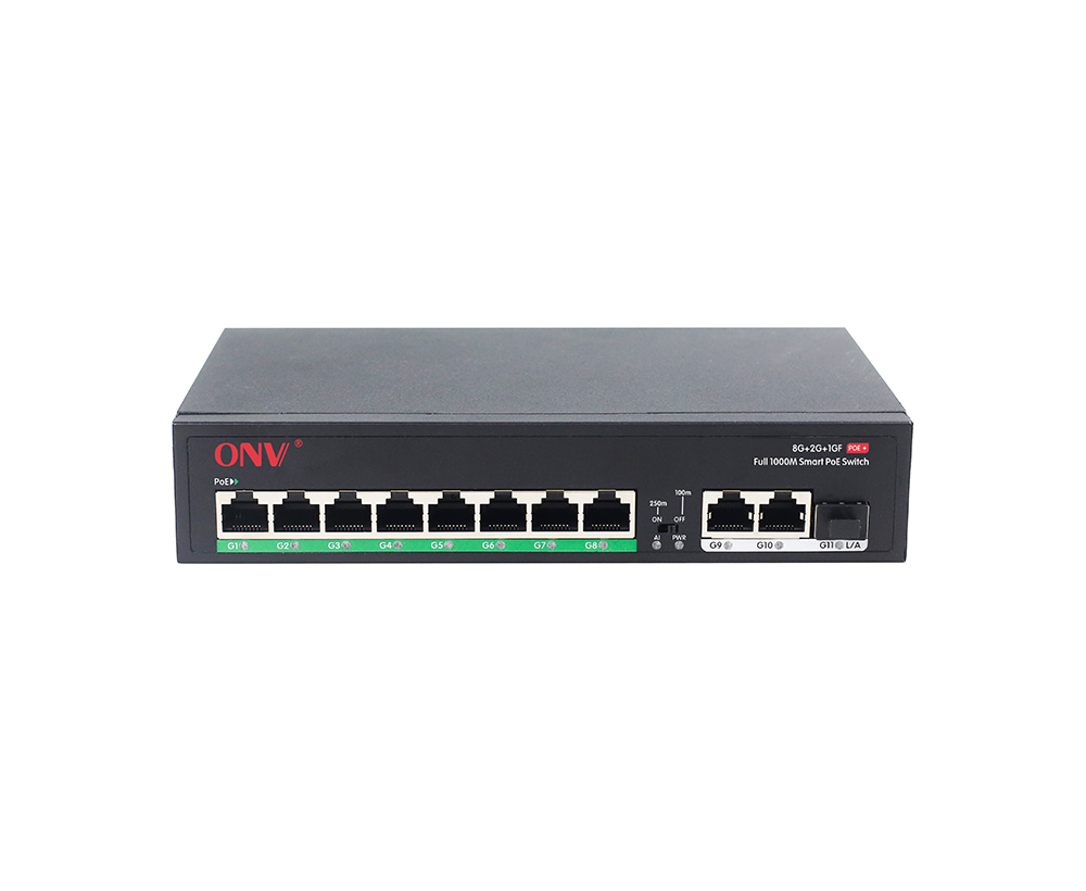 Full gigabit 11-port PoE fiber switch