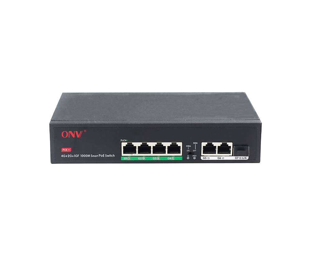 Full gigabit 7-port PoE fiber switch