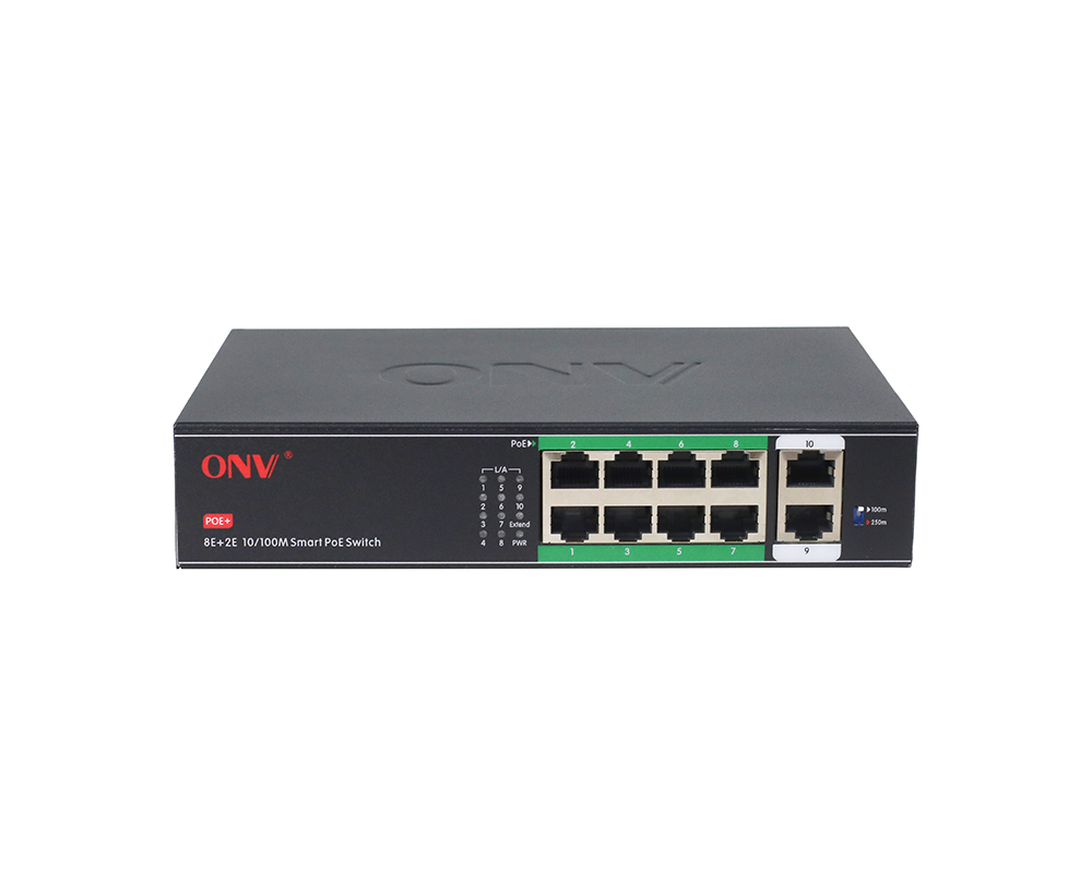 10M/250 meters transmission 10/100M 10-port PoE switch