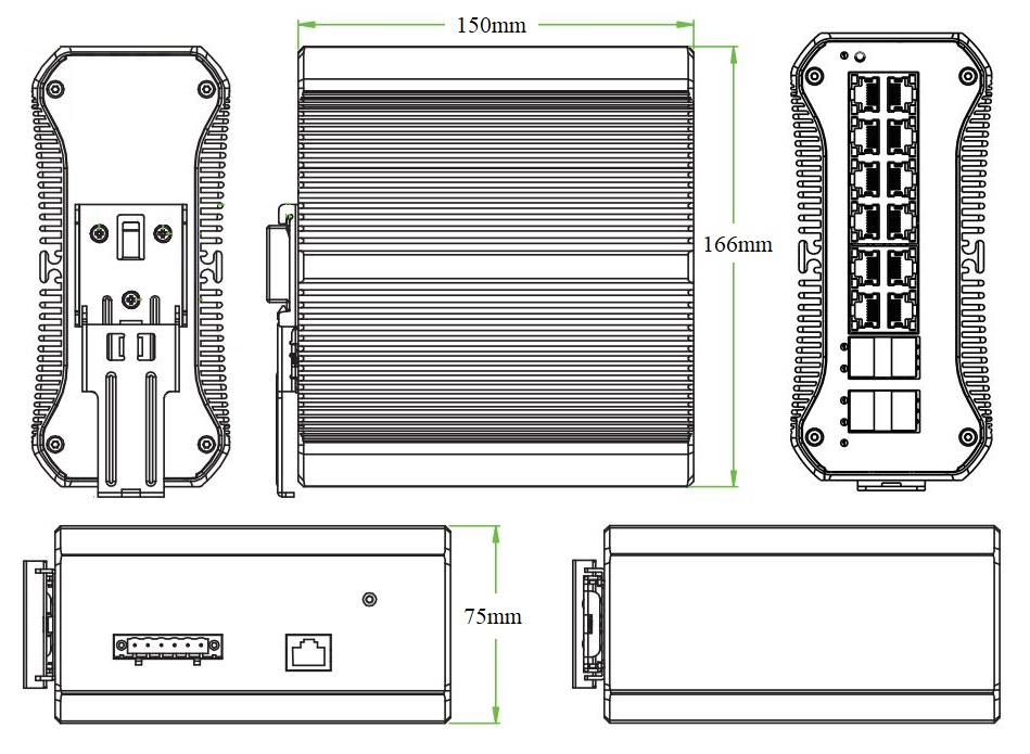 16 port Gigabit managed industrial PoE switch, industrial PoE switch, PoE switch