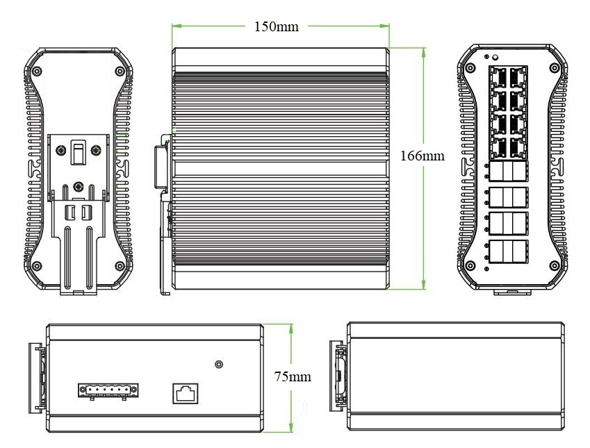 16 port managed industrial PoE switch, industrial PoE switch, PoE switch