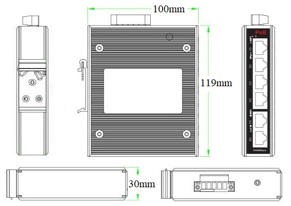 6-port Gigabit managed industrial PoE switch, industrial PoE switch, PoE switch