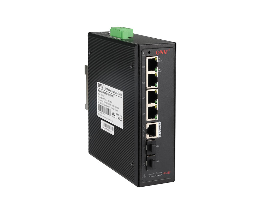 Gigabit 6-port L2+ managed industrial PoE switch