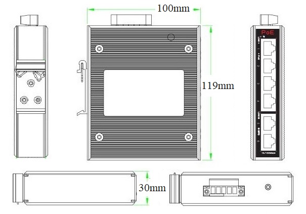 6-port 10/100M industrial BT PoE switch, industrial BT PoE switch, PoE switch